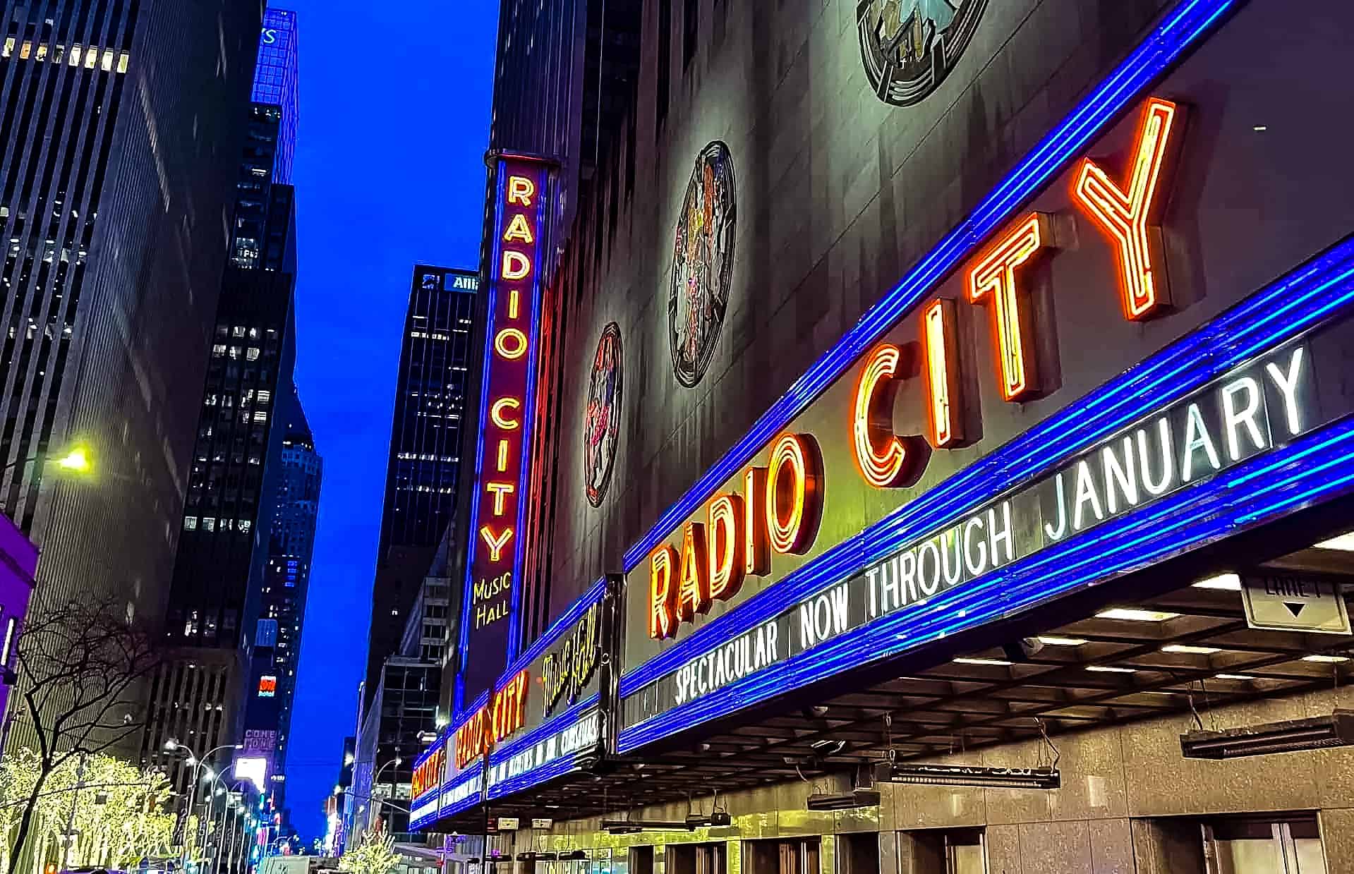 Radio City Music Hall in New York City - where the famous Rockettes perform.
